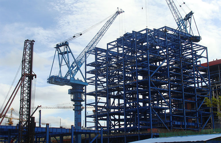 梅州2台300MW机组电厂钢架安装